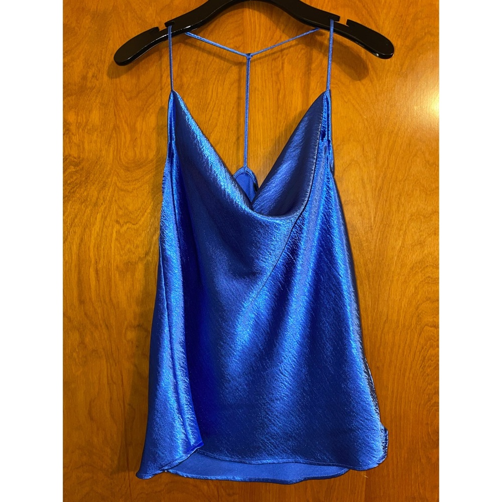 Blue strappy tank top